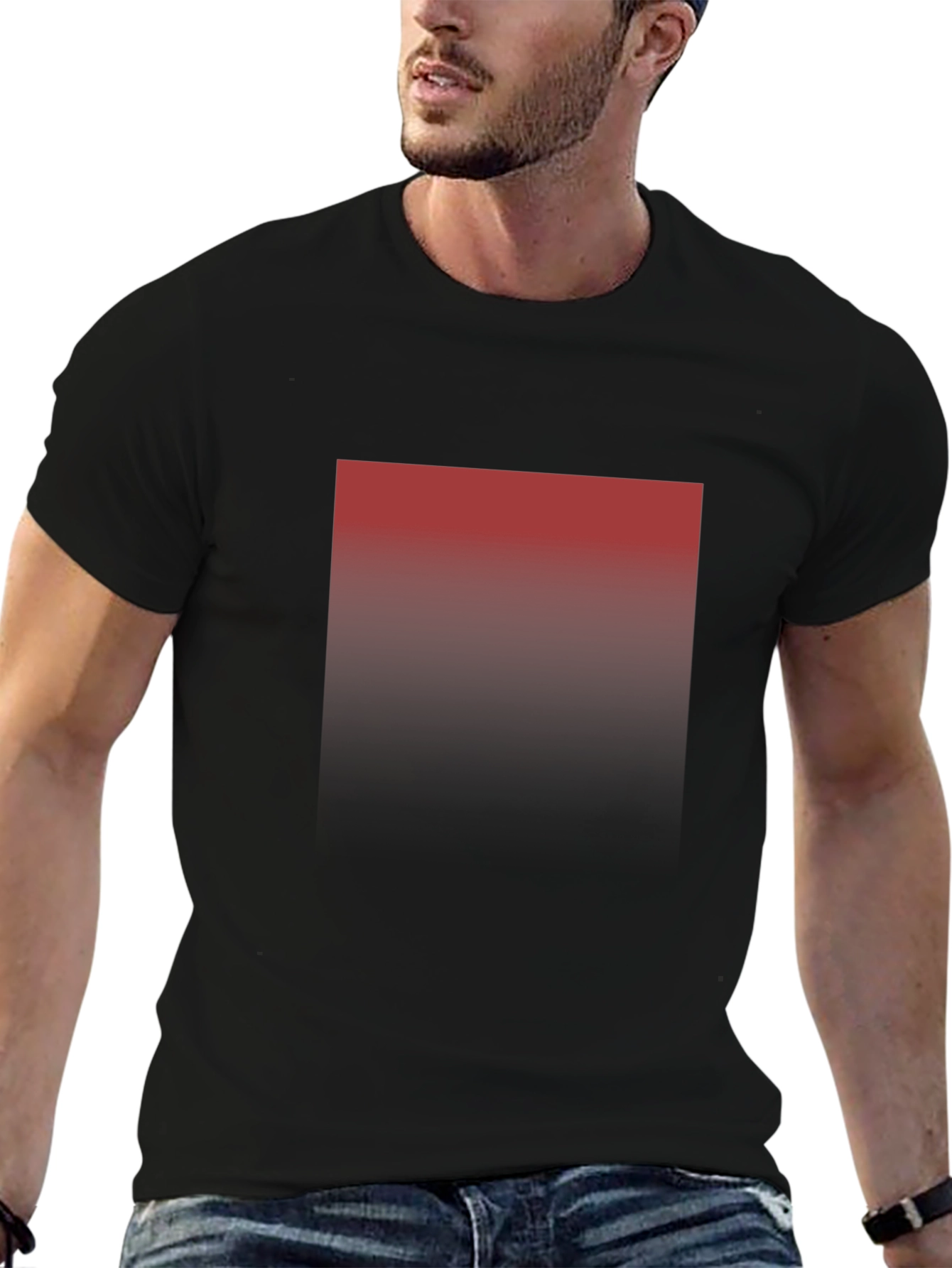 Gradient Square Graphic Black T-Shirt