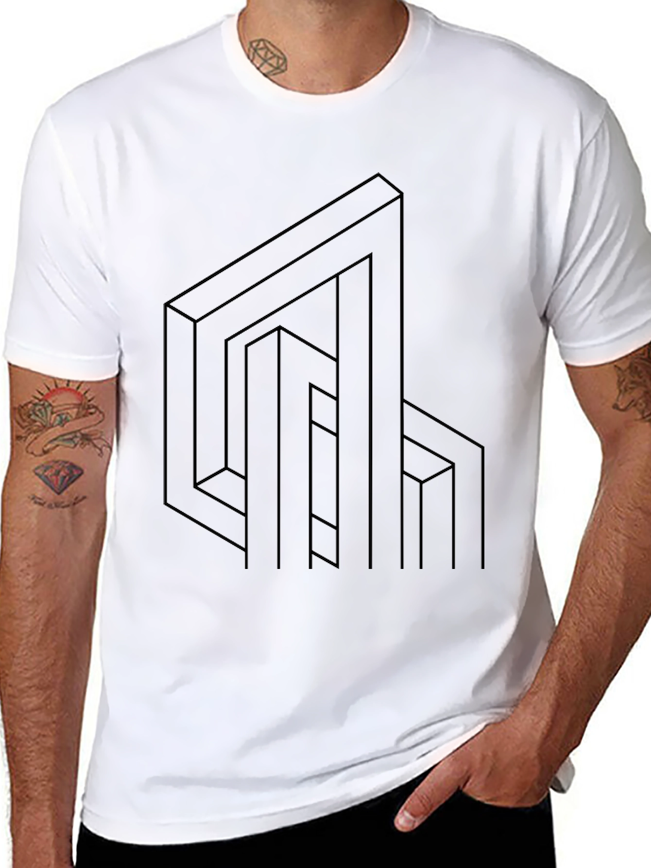 Optical Illusion T-Shirt - Modern Geometric Design