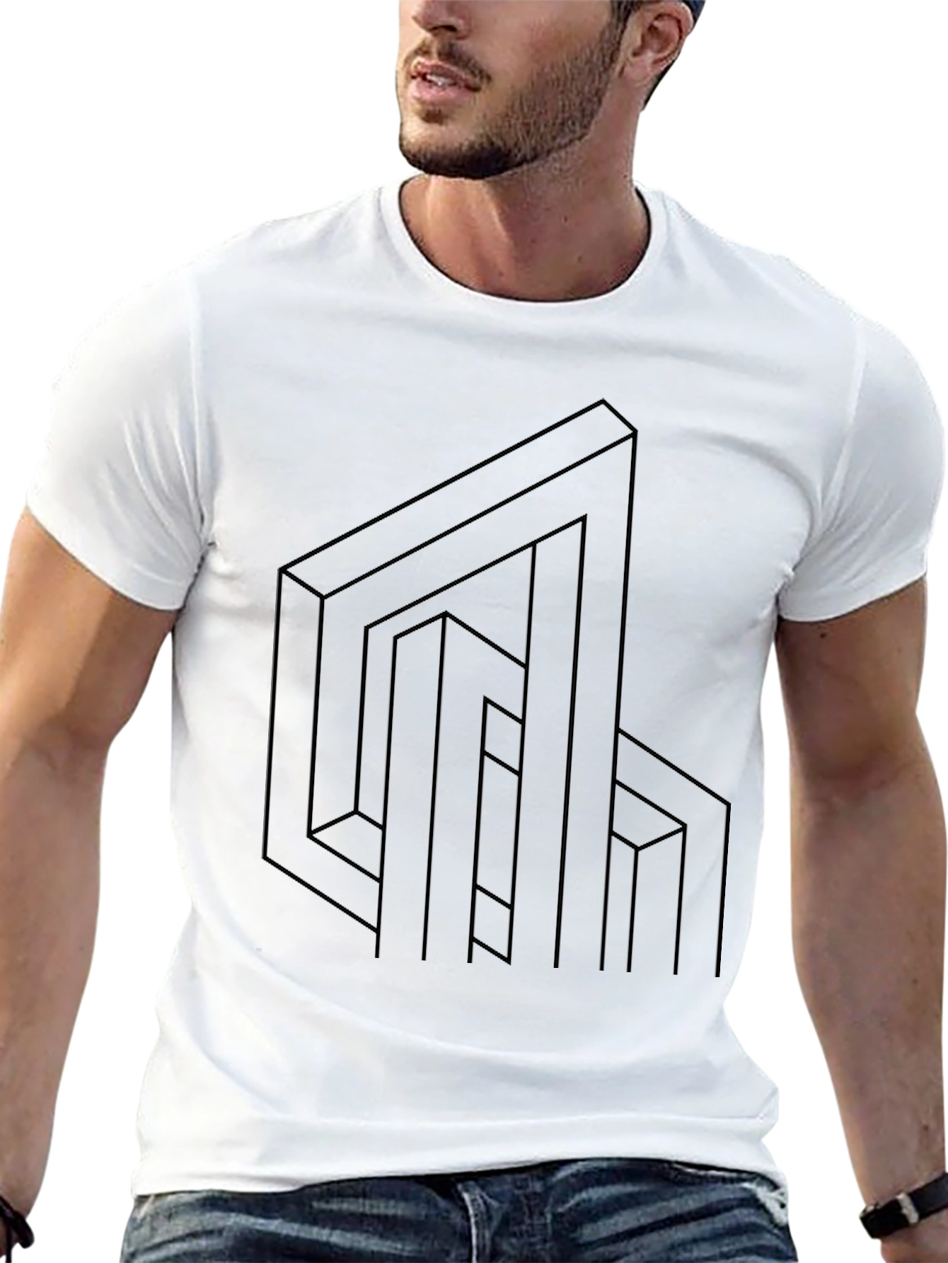 Optical Illusion T-Shirt - Modern Geometric Design