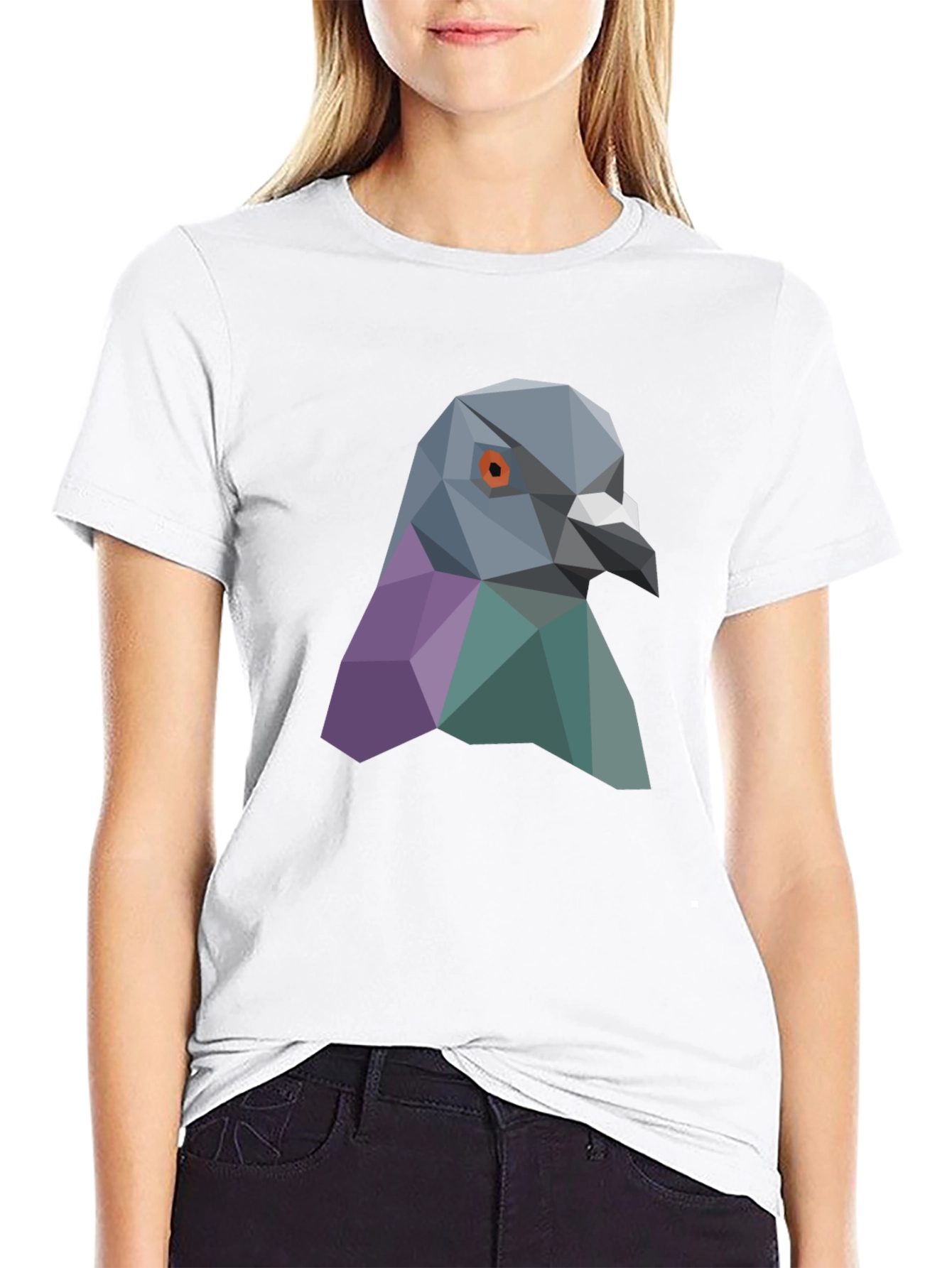 Geometric Pigeon Graphic Tee - Stylish Streetwear