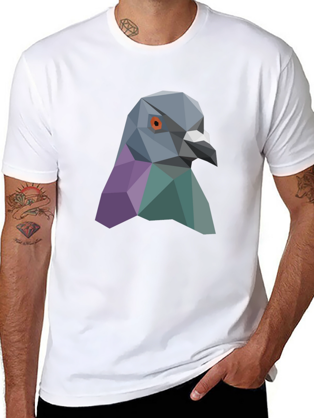 Geometric Pigeon Graphic Tee - Stylish Streetwear