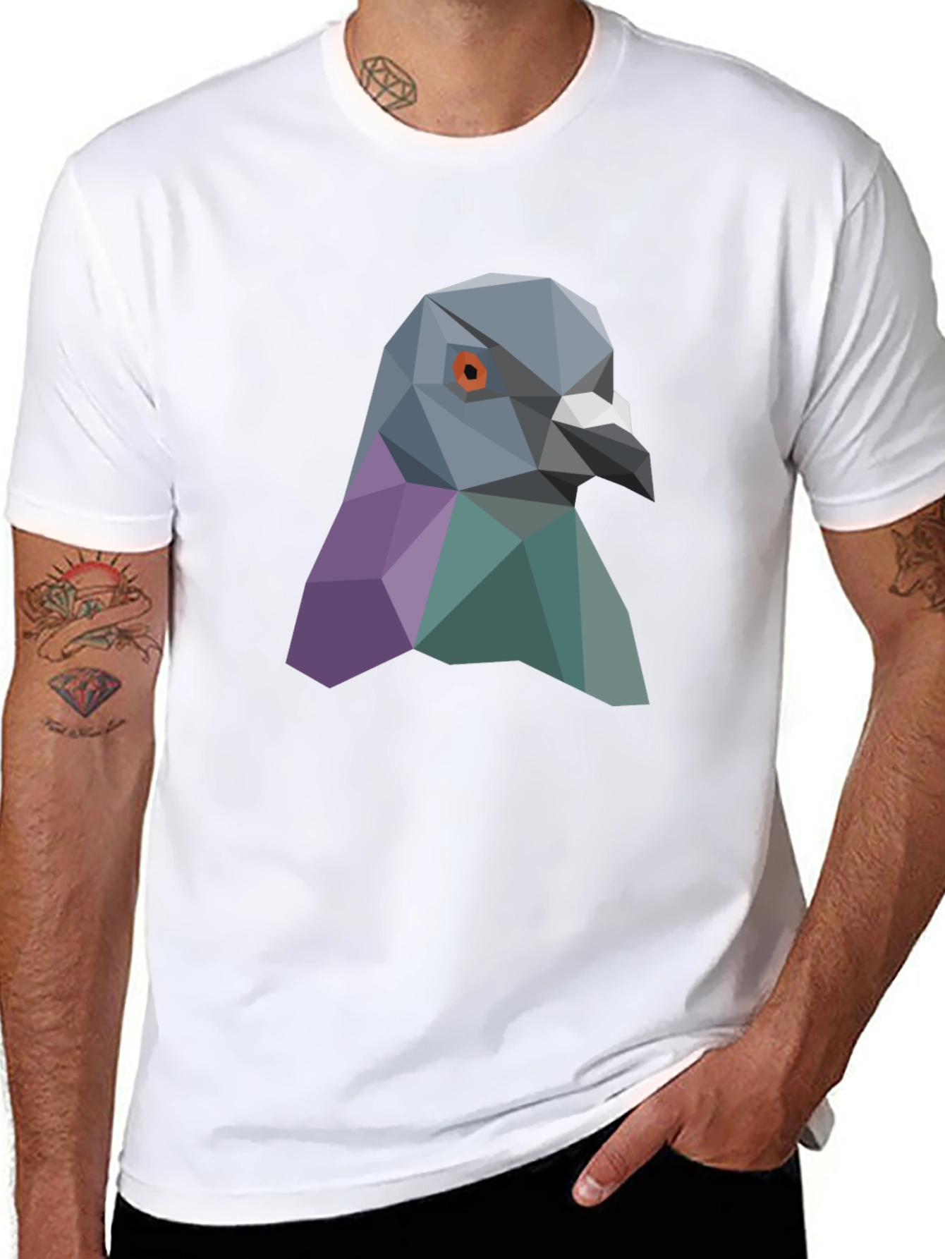 Geometric Pigeon Graphic Tee - Stylish Streetwear