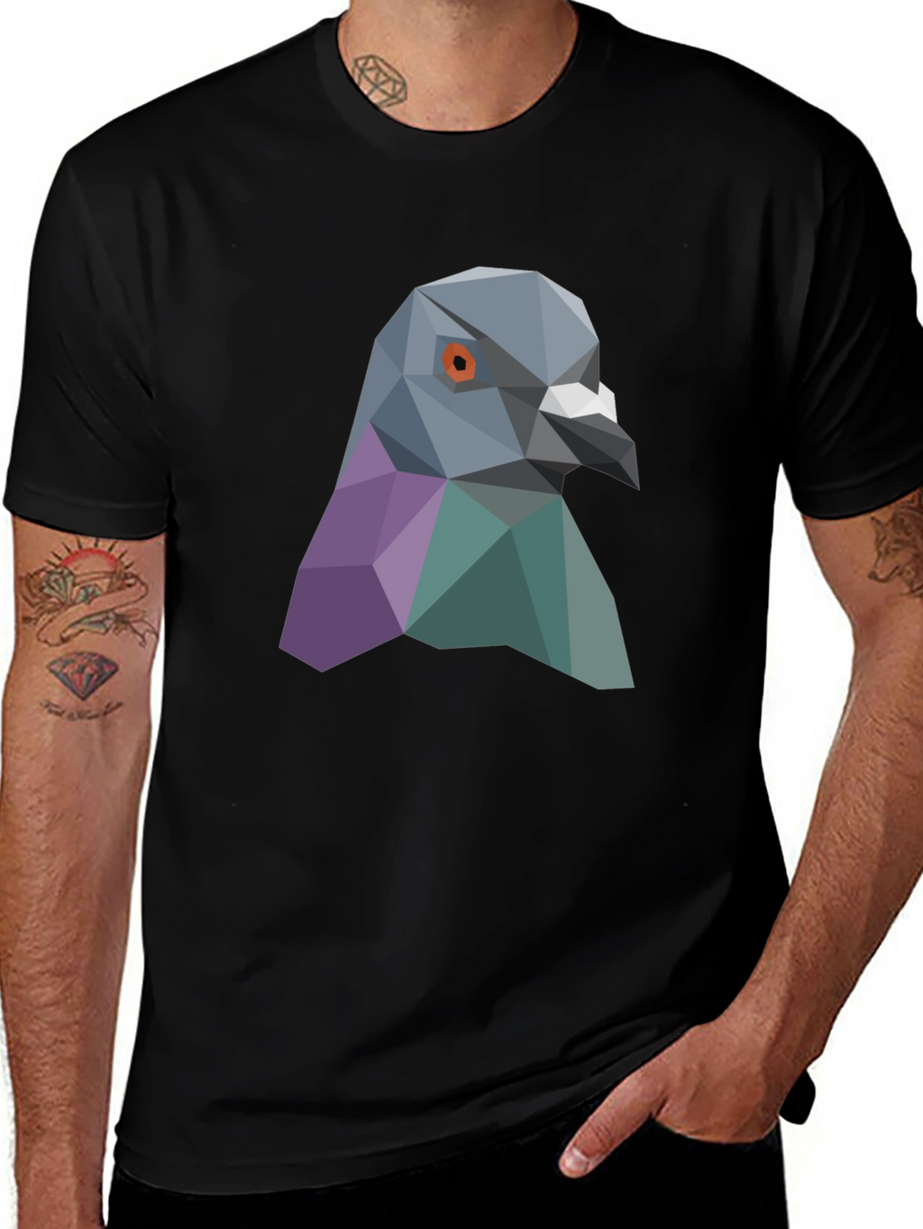 Geometric Pigeon Graphic Tee - Stylish Streetwear