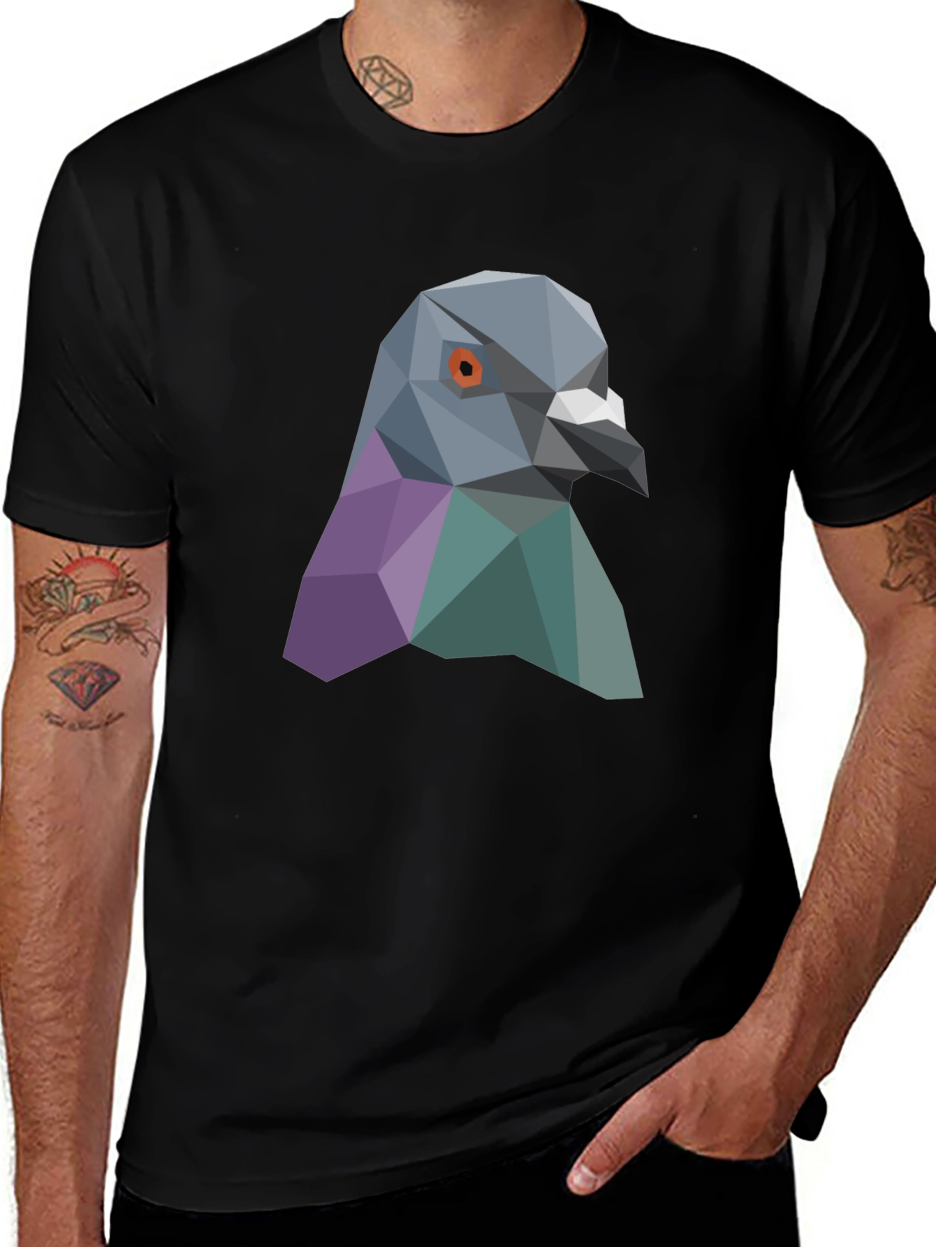 Geometric Pigeon Graphic Tee - Stylish Streetwear