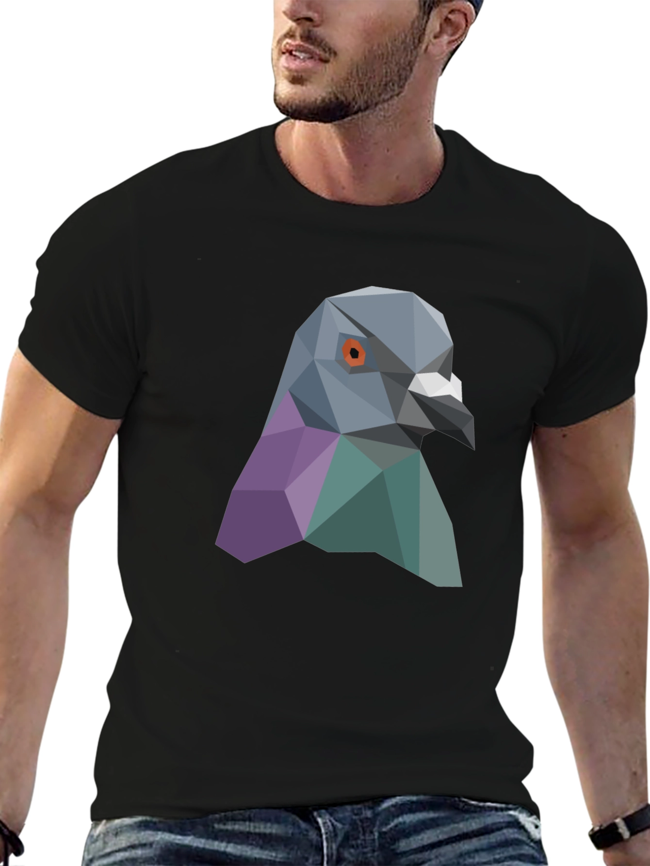 Geometric Pigeon Graphic Tee - Stylish Streetwear