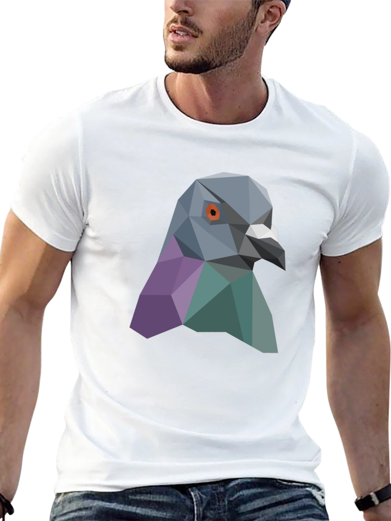 Geometric Pigeon Graphic Tee - Stylish Streetwear