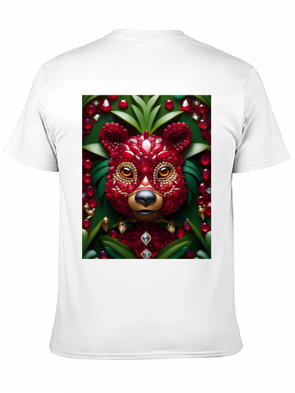 Red Jewel Bear Graphic Tee - Unique Art T-Shirt