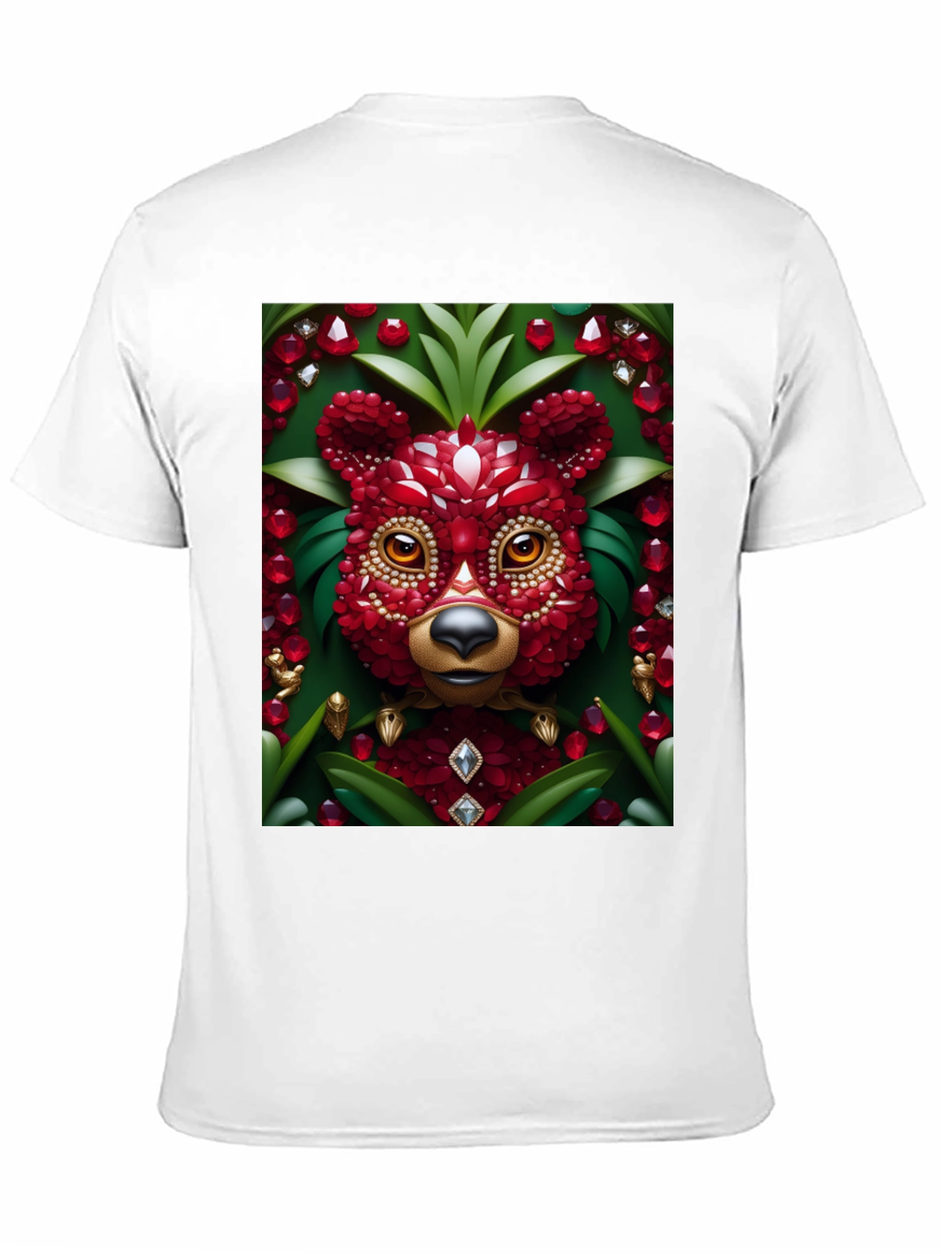 Red Jewel Bear Graphic Tee - Unique Art T-Shirt