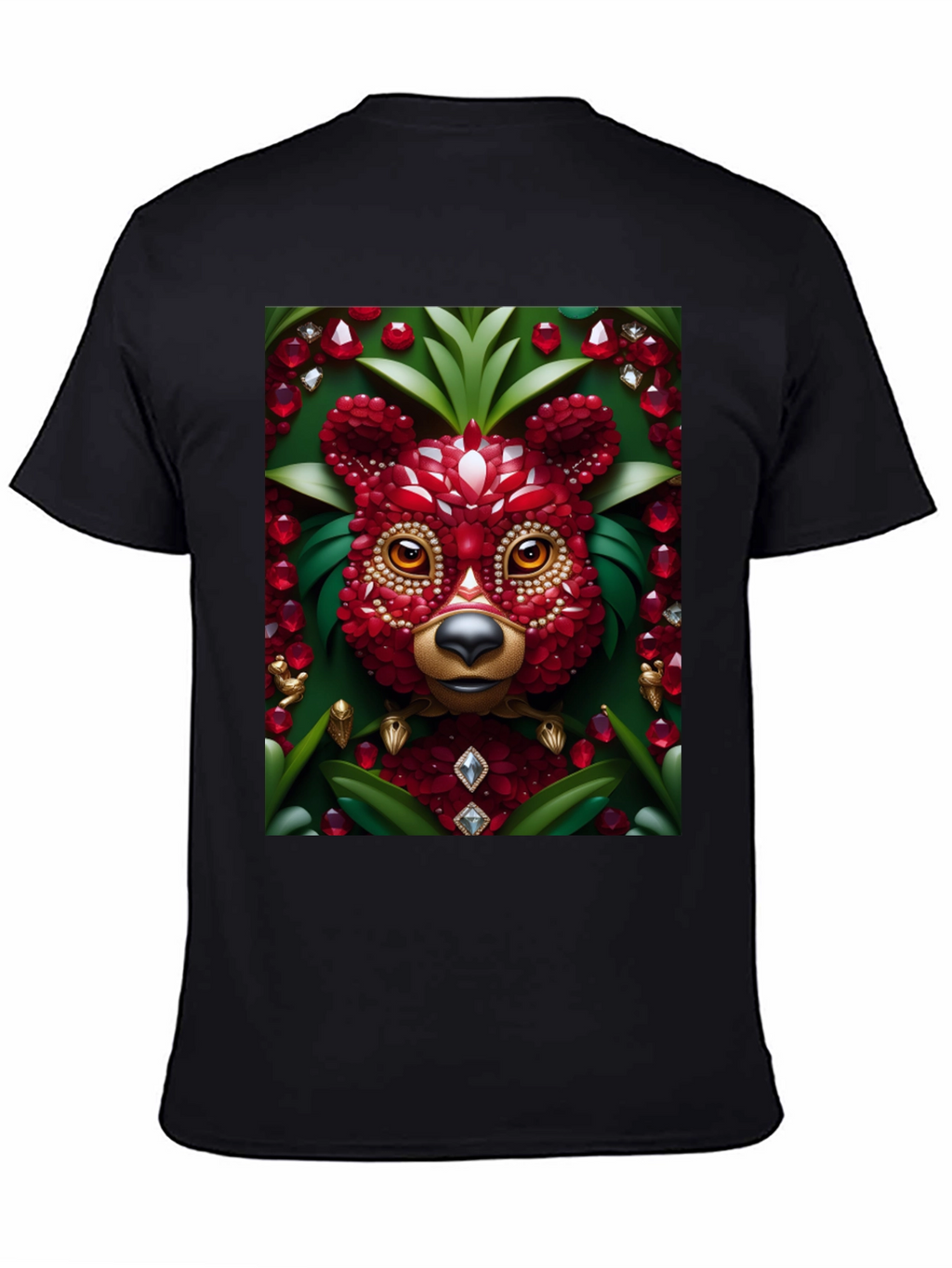 Red Jewel Bear Graphic Tee - Unique Art T-Shirt