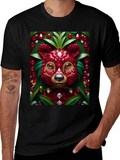 Red Jewel Bear Graphic Tee - Unique Art T-Shirt