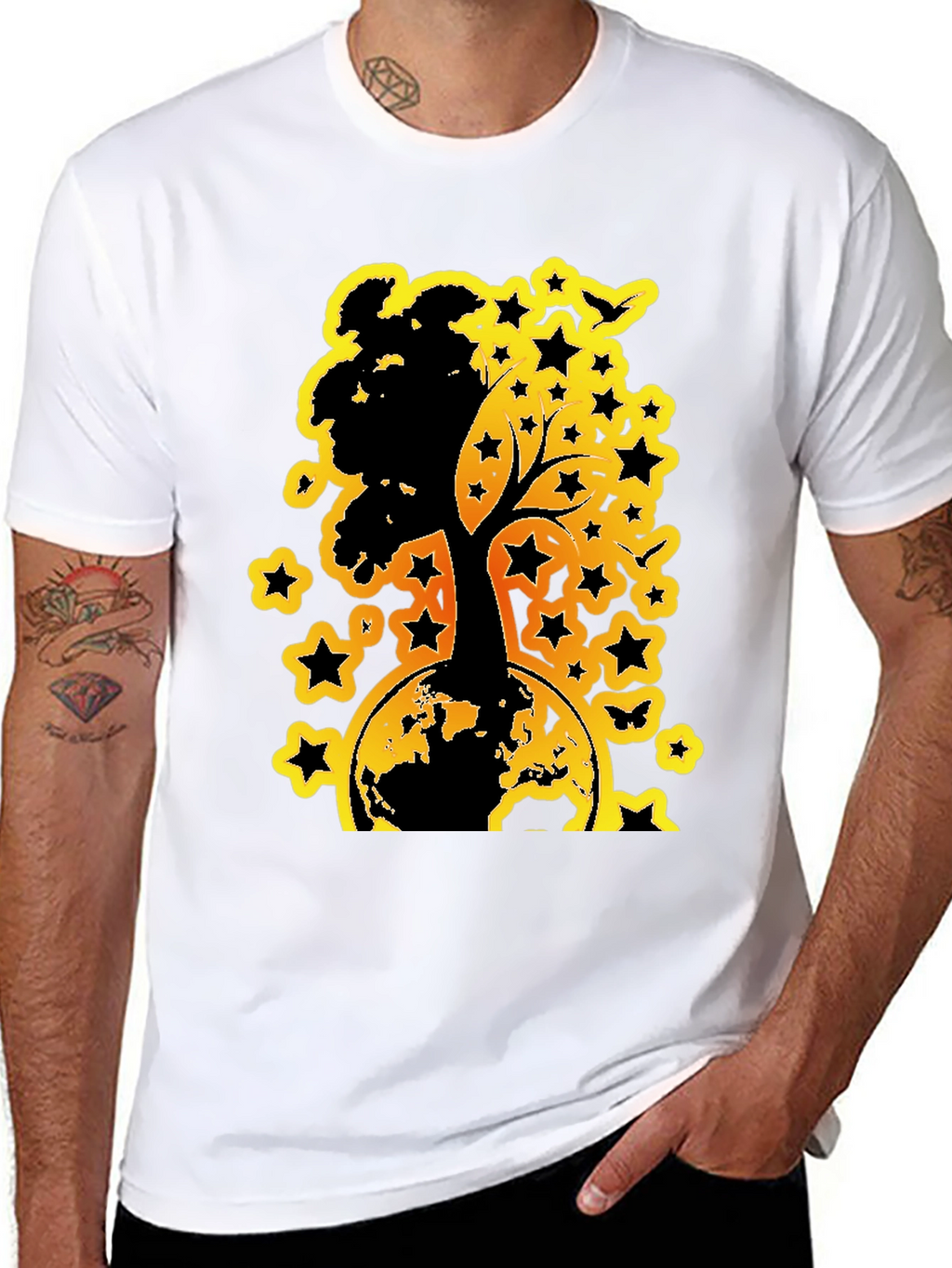Earth Tree Star Graphic Tee - Black