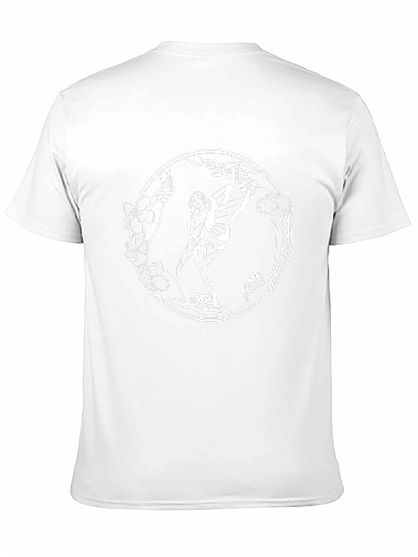 Fairy Floral Circle Graphic Black T-Shirt