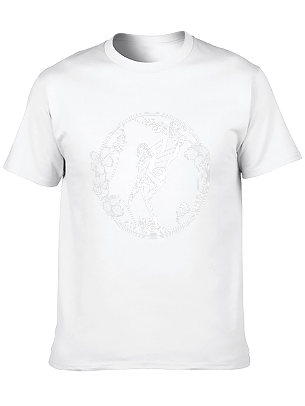 Fairy Floral Circle Graphic Black T-Shirt
