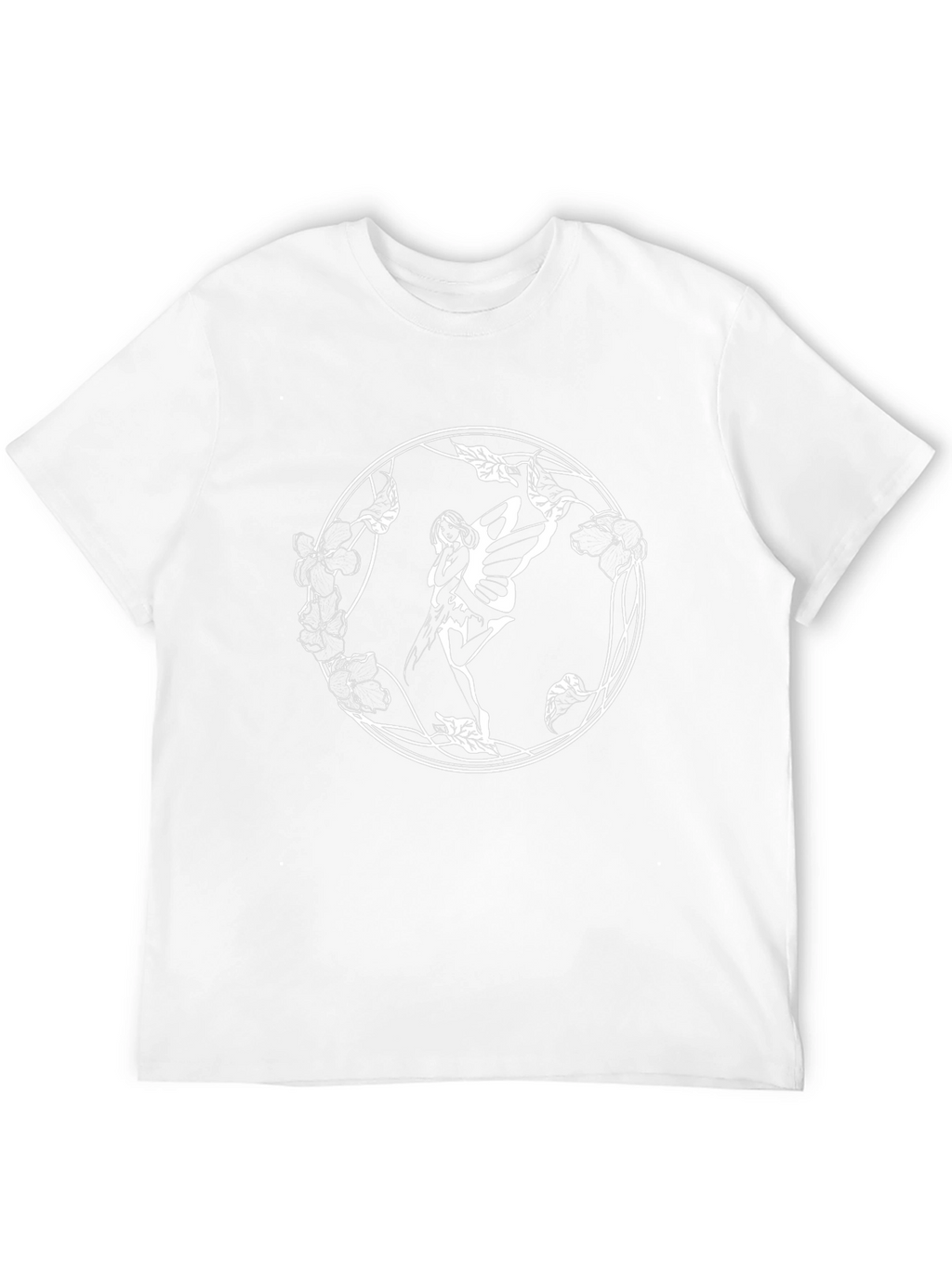 Fairy Floral Circle Graphic Black T-Shirt