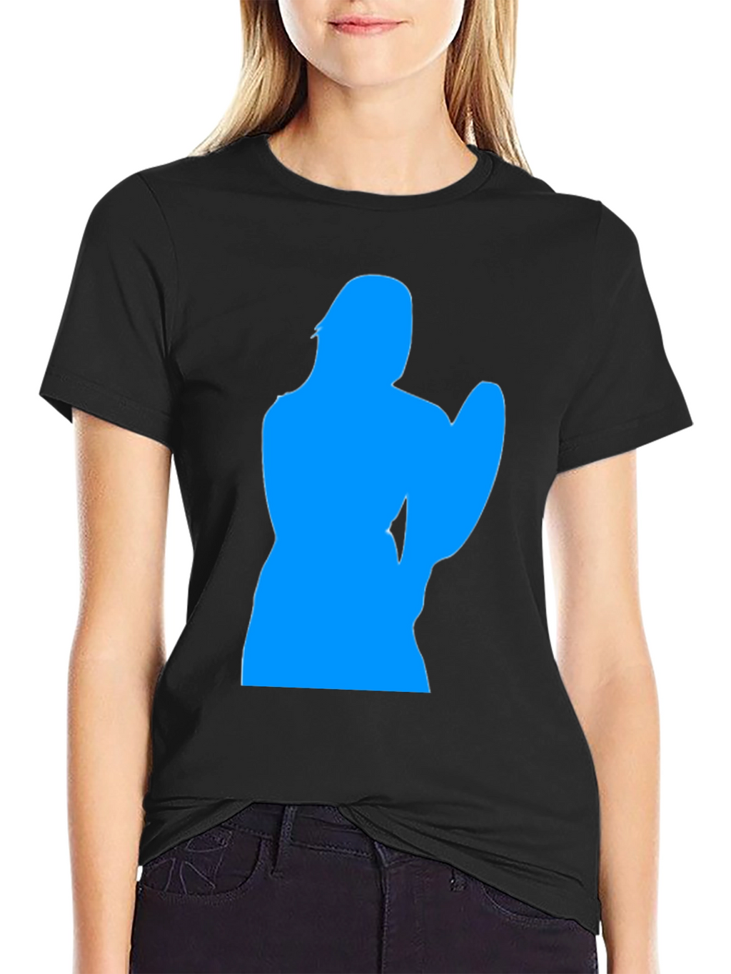 Cool Blue Silhouette Graphic Black T-Shirt