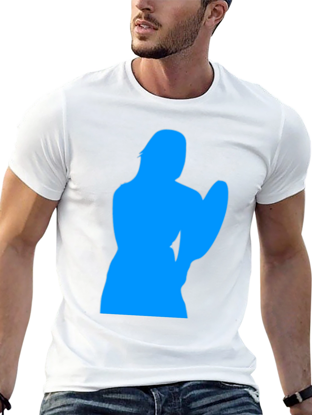 Cool Blue Silhouette Graphic Black T-Shirt