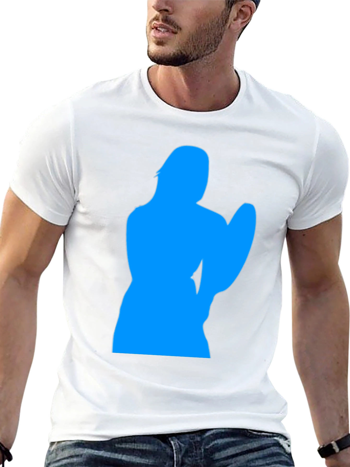 Cool Blue Silhouette Graphic Black T-Shirt