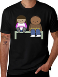 Cartoon Couple Sitting on Bench T-Shirt