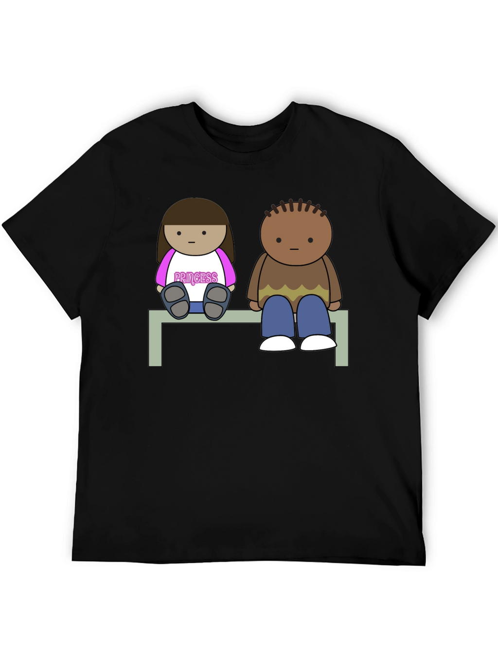 Cartoon Couple Sitting on Bench T-Shirt
