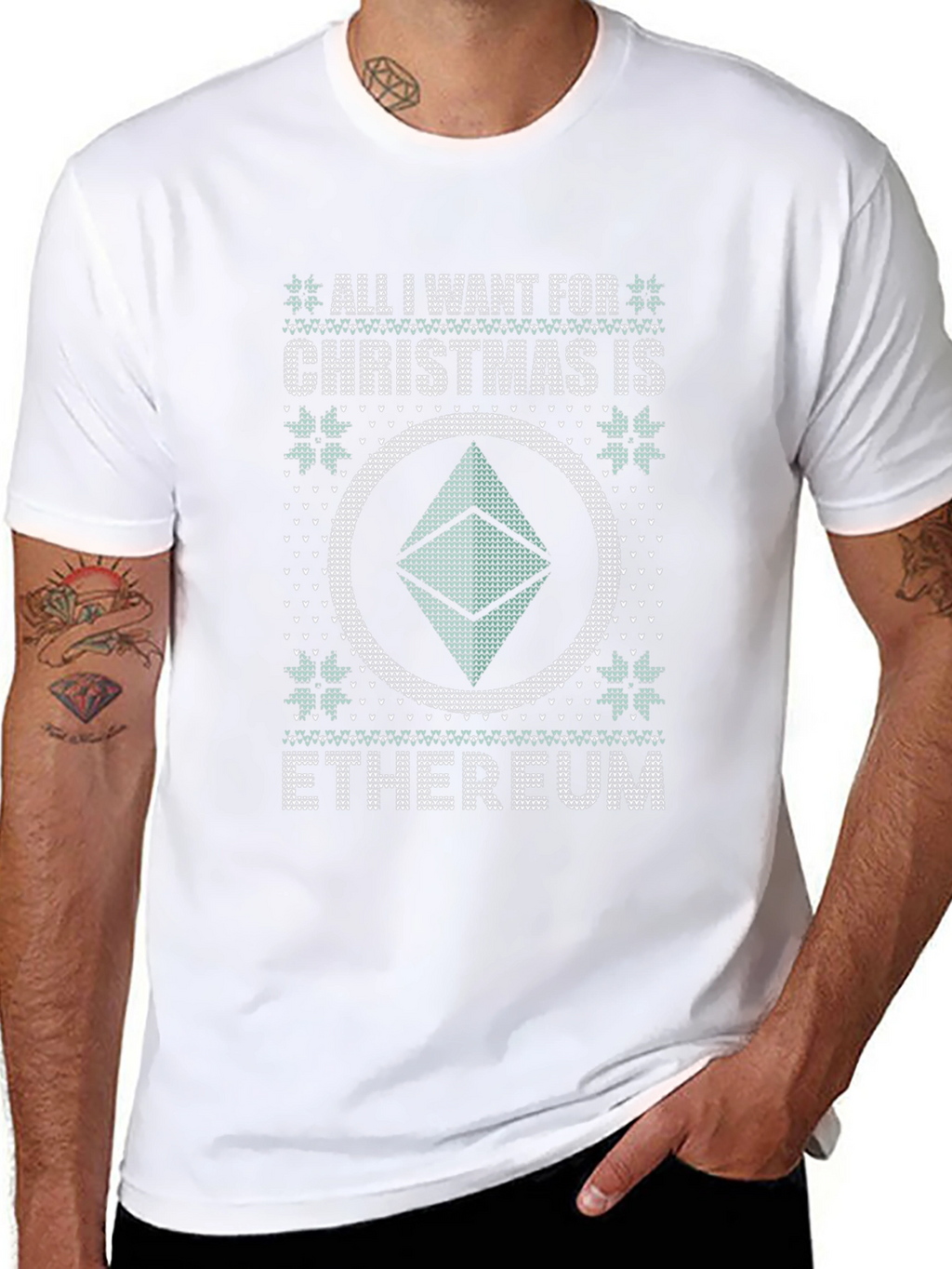 Ethereum Ugly Christmas Sweater Style T-Shirt