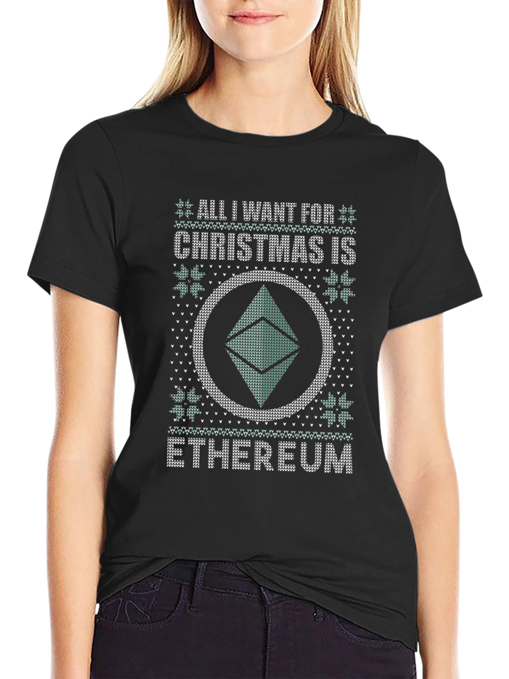Ethereum Ugly Christmas Sweater Style T-Shirt