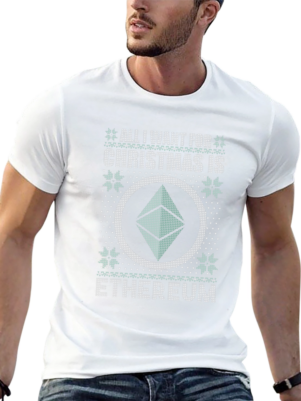Ethereum Ugly Christmas Sweater Style T-Shirt