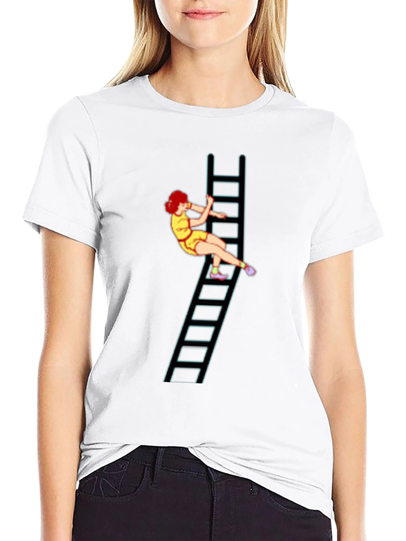 Ladder Girl Graphic Tee - Black