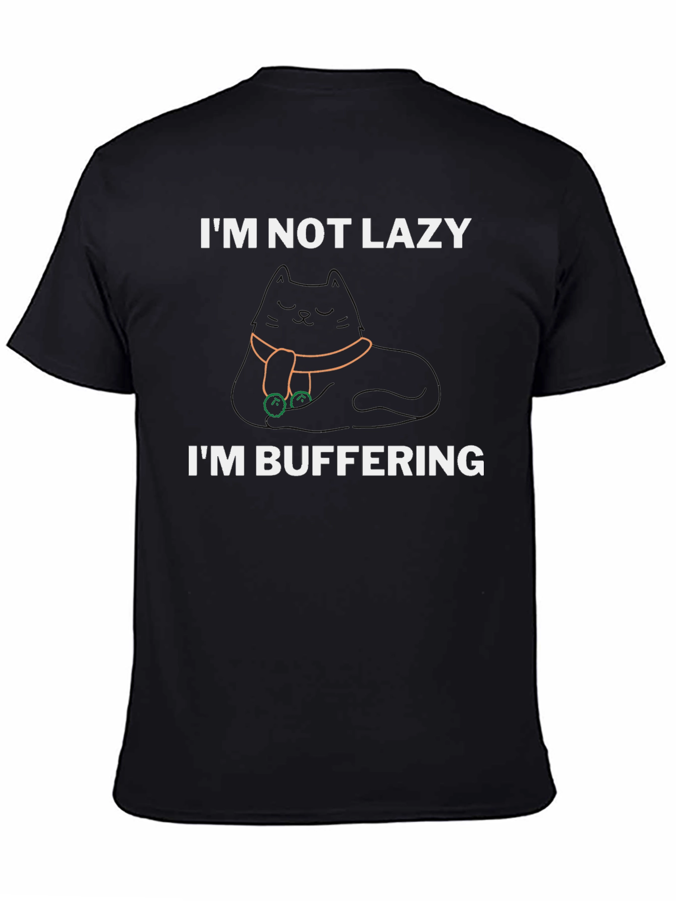 Im Not Lazy Im Buffering Black T-Shirt