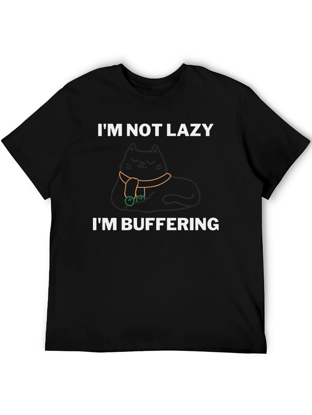 Im Not Lazy Im Buffering Black T-Shirt