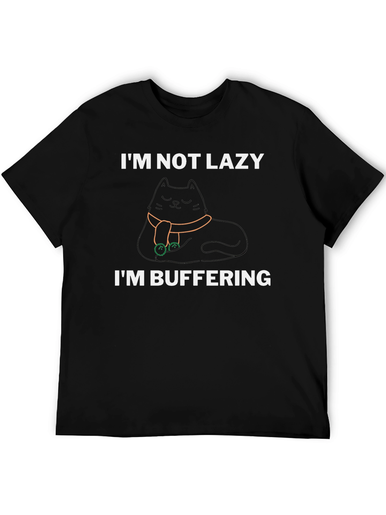 Im Not Lazy Im Buffering Black T-Shirt