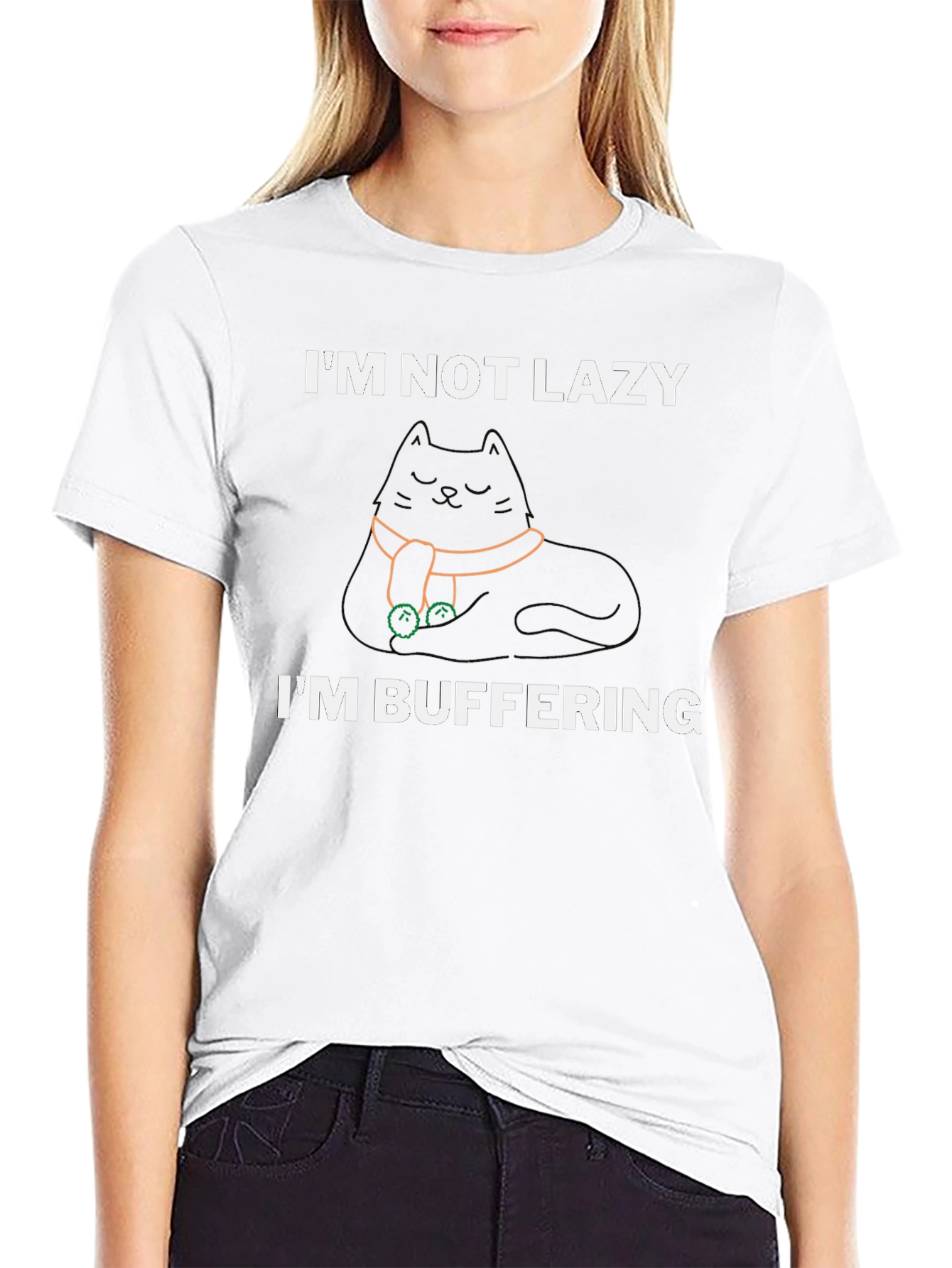 Im Not Lazy Im Buffering Black T-Shirt