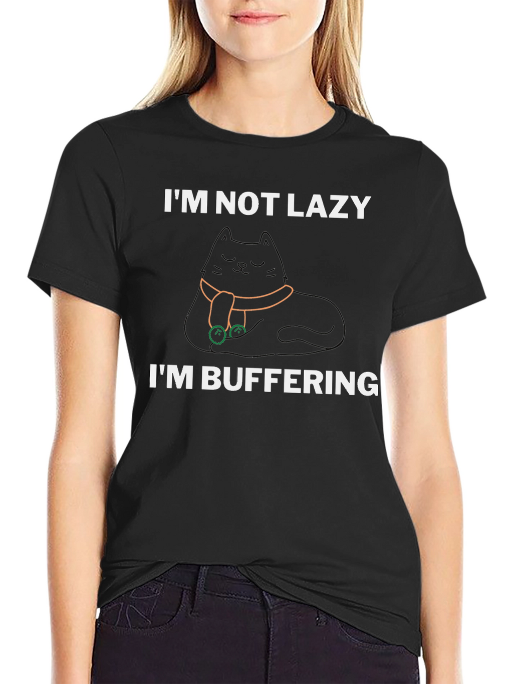 Im Not Lazy Im Buffering Black T-Shirt
