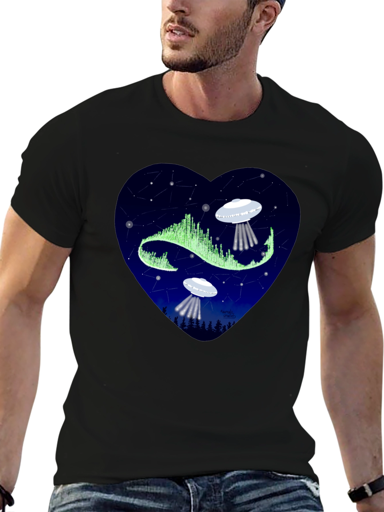 Cosmic Love: UFO Heart Graphic Tee