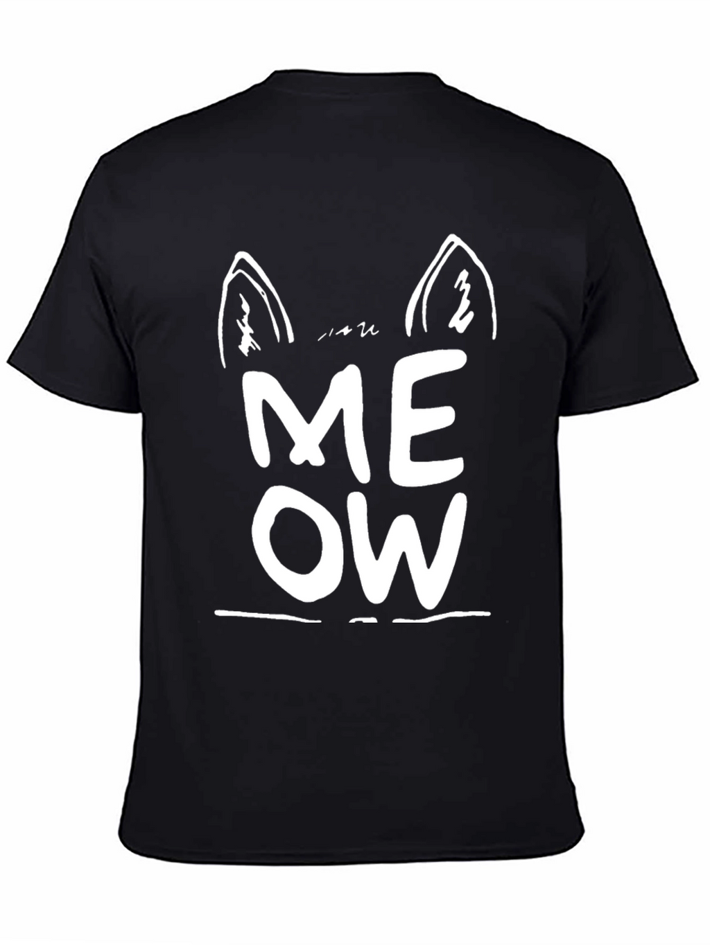 Meow Cat Ear Graphic Tee - Black Unisex T-Shirt