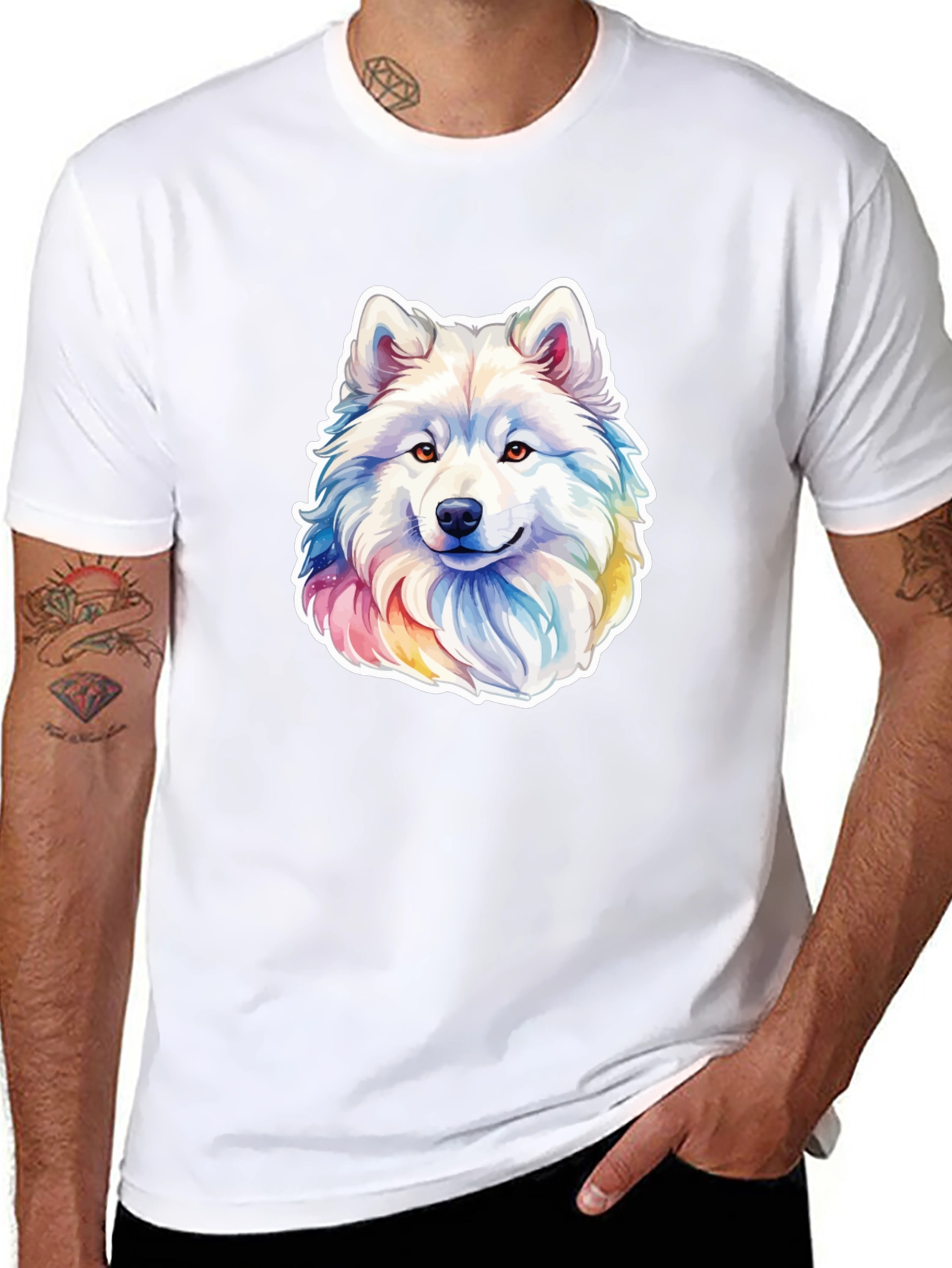 Rainbow Husky Graphic Tee - Mens Black T-Shirt