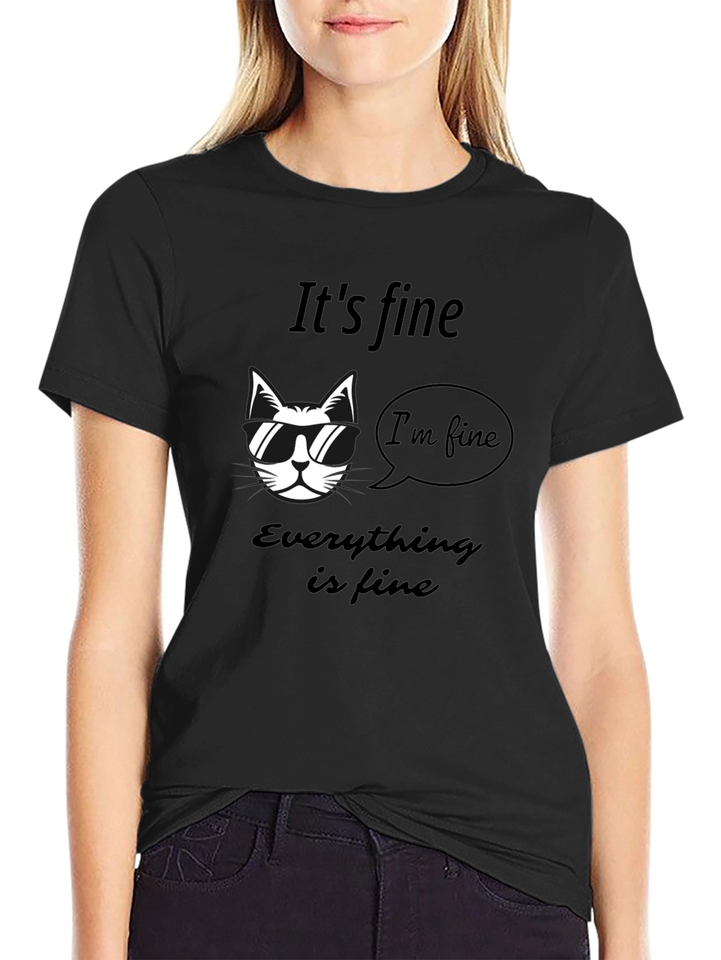Its Fine Cat T-Shirt - Mens Graphic Tee