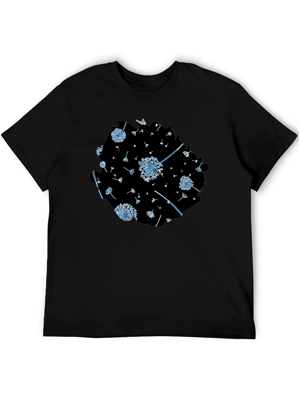 Dandelion Print Black Tee - Stylish & Unique Design