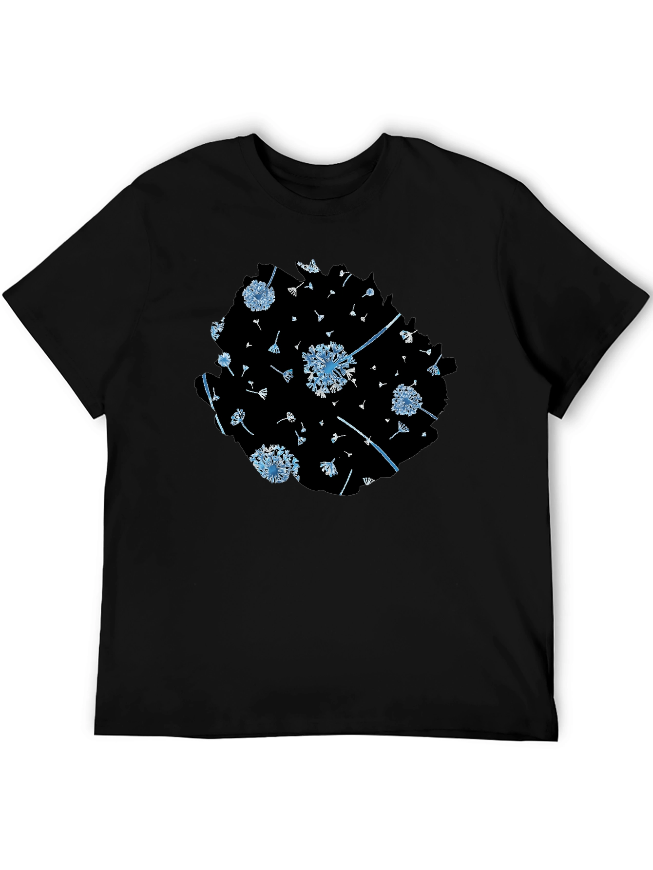 Dandelion Print Black Tee - Stylish & Unique Design
