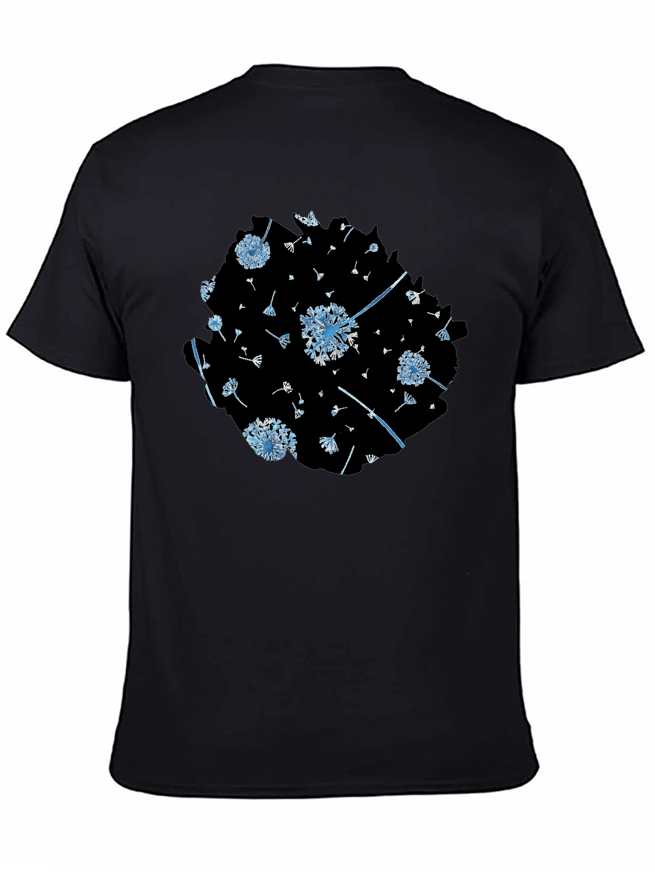 Dandelion Print Black Tee - Stylish & Unique Design
