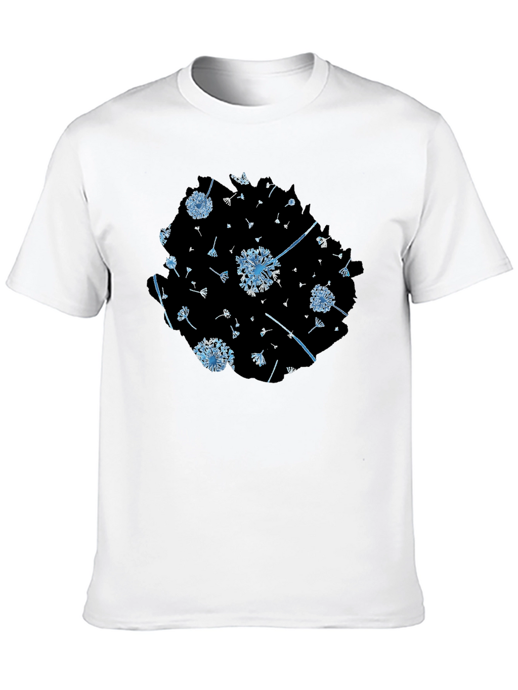 Dandelion Print Black Tee - Stylish & Unique Design