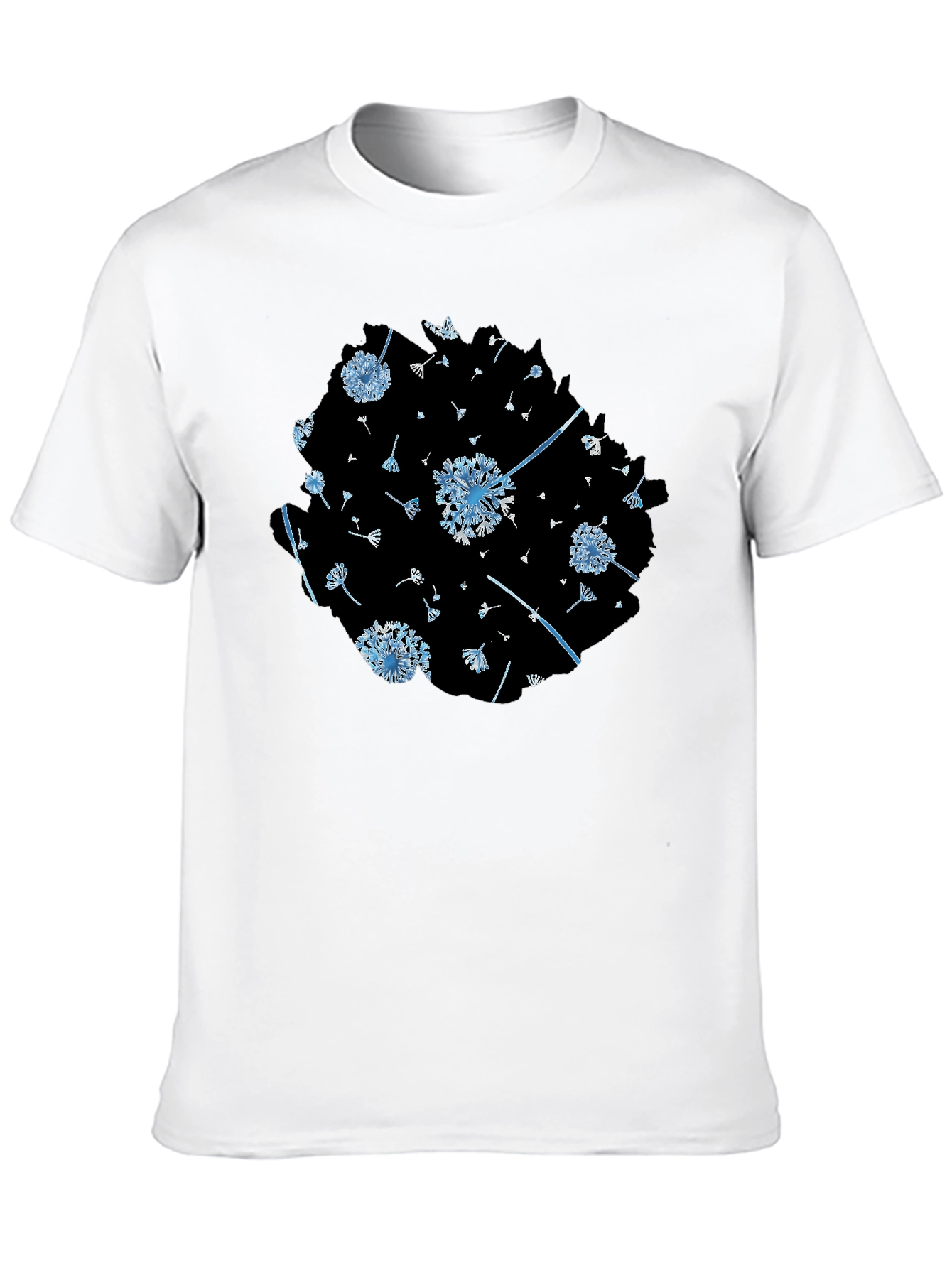 Dandelion Print Black Tee - Stylish & Unique Design