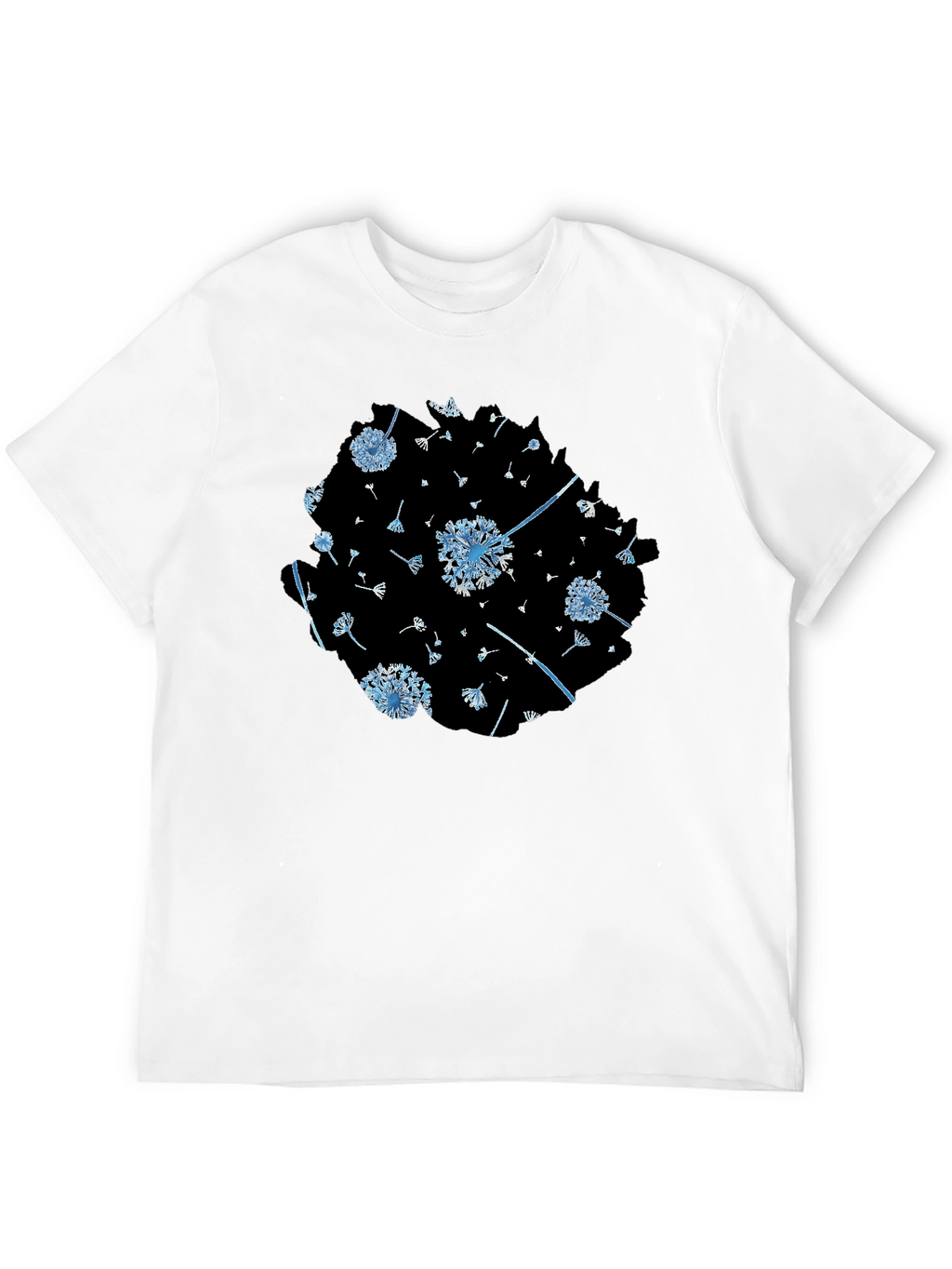 Dandelion Print Black Tee - Stylish & Unique Design