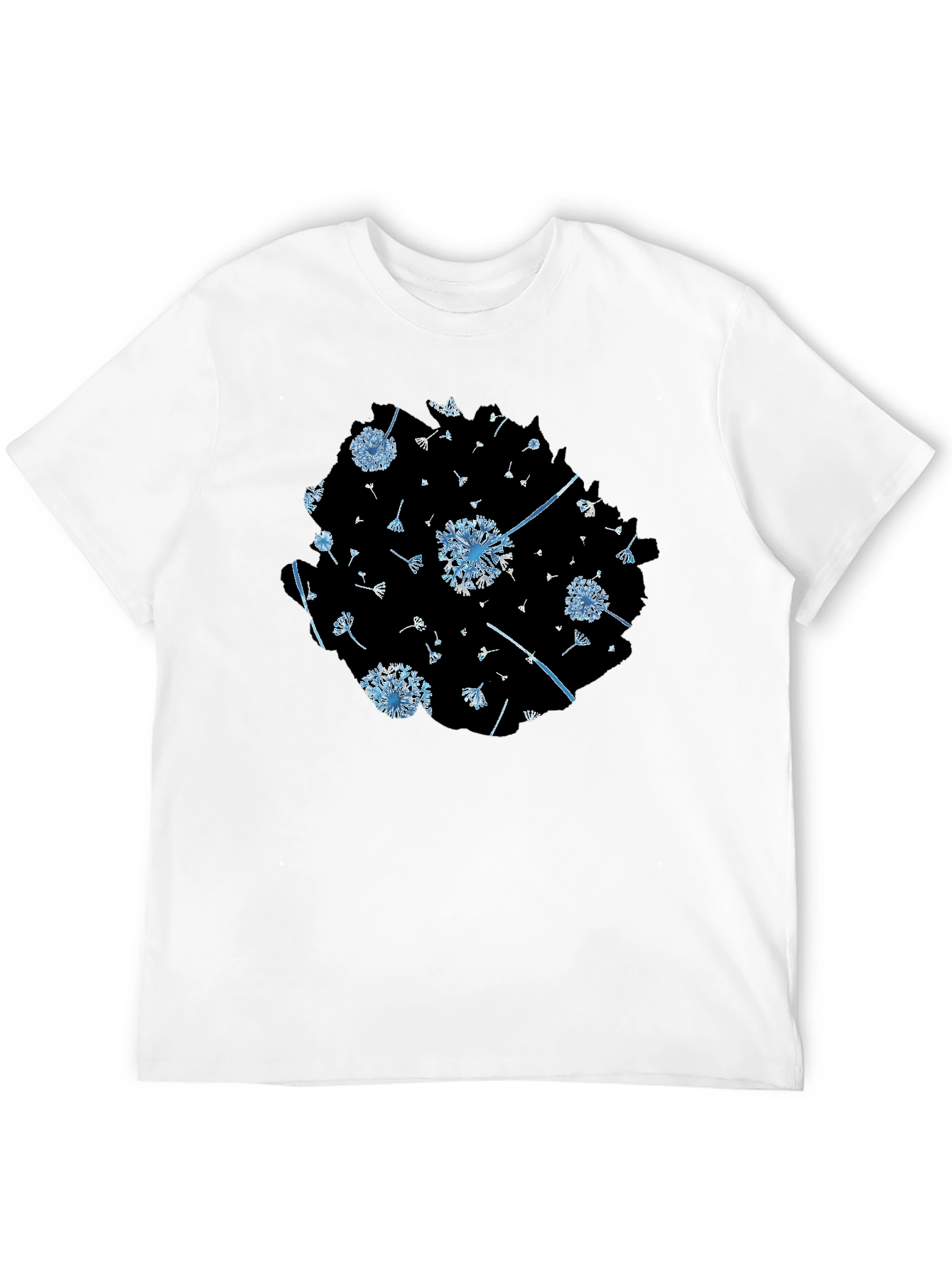 Dandelion Print Black Tee - Stylish & Unique Design