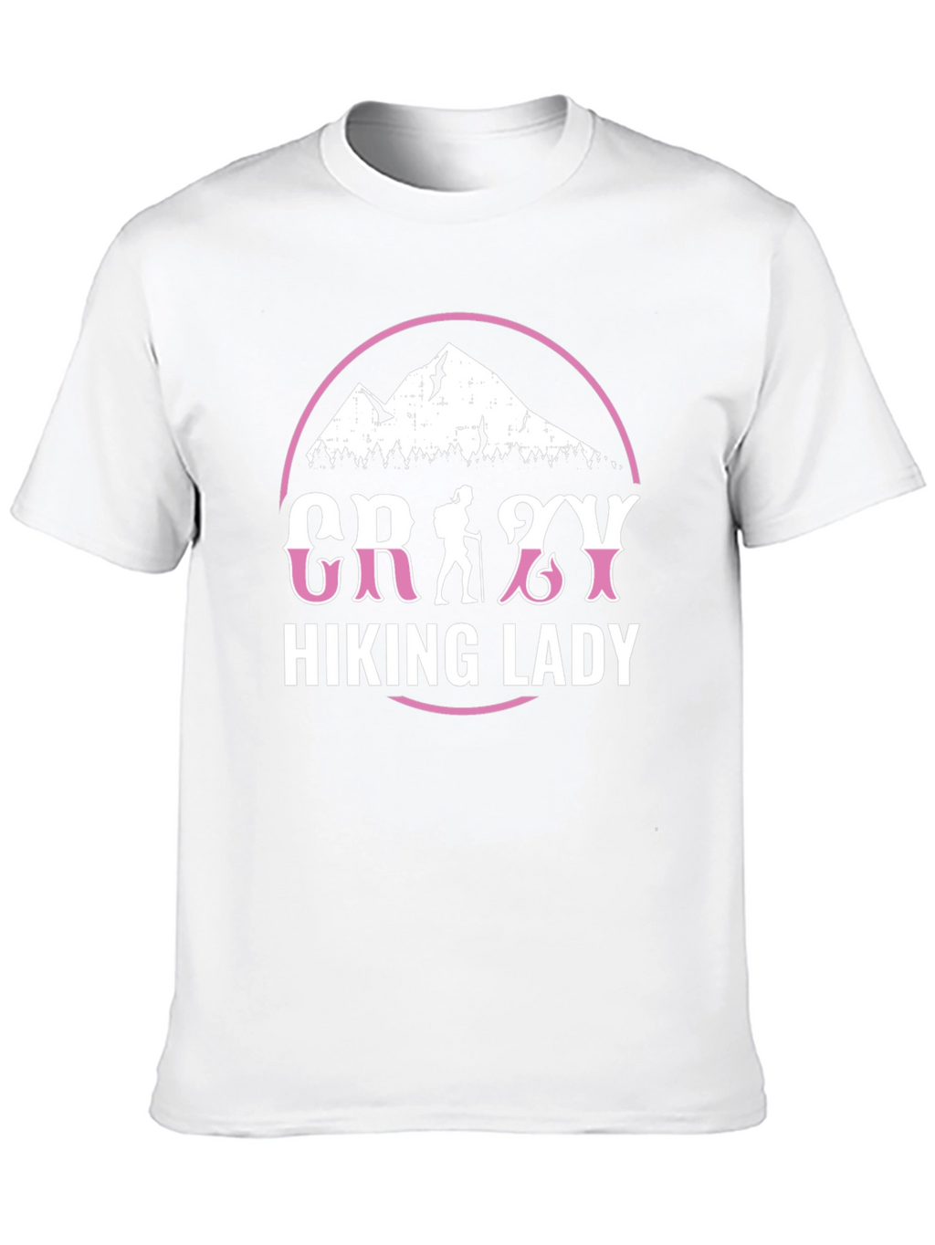Crazy Hiking Lady Graphic Tee - Mountain Adventure Shirt