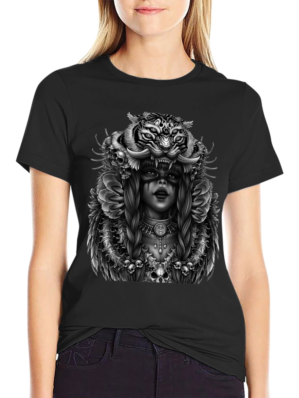 Tiger Queen Graphic T-Shirt - Unisex Black Tee