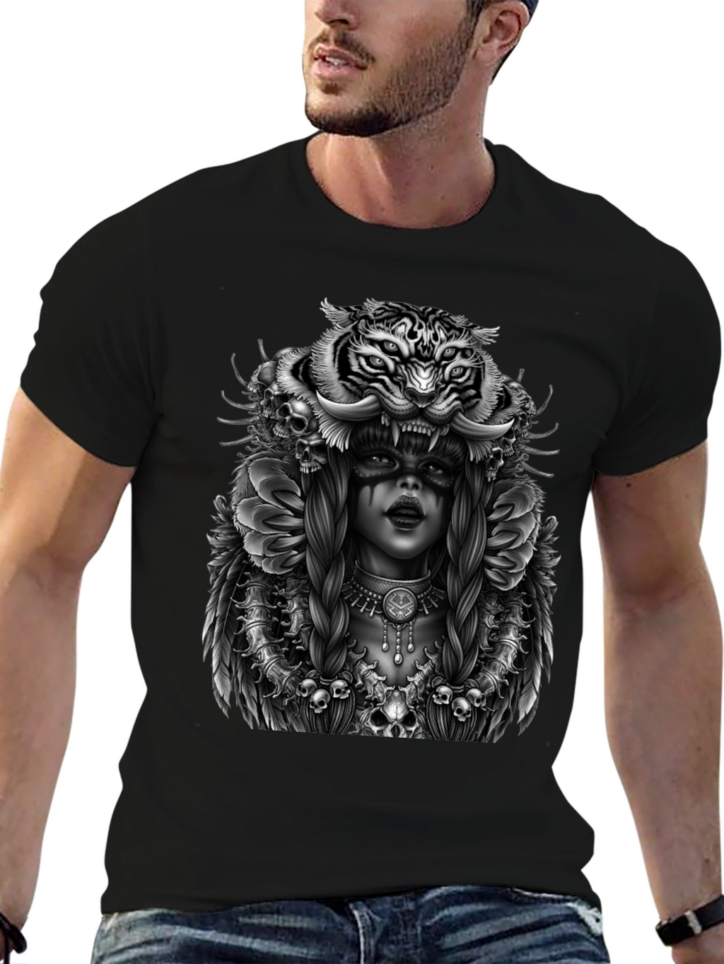 Tiger Queen Graphic T-Shirt - Unisex Black Tee