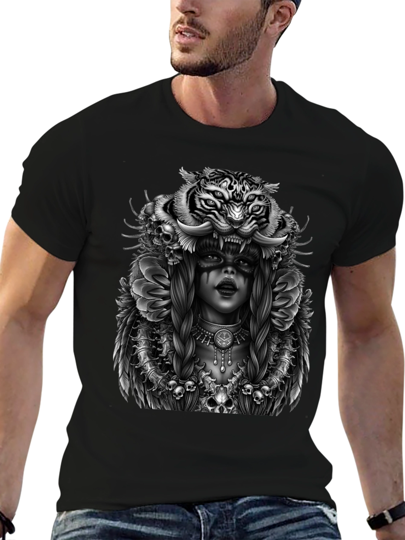 Tiger Queen Graphic T-Shirt - Unisex Black Tee
