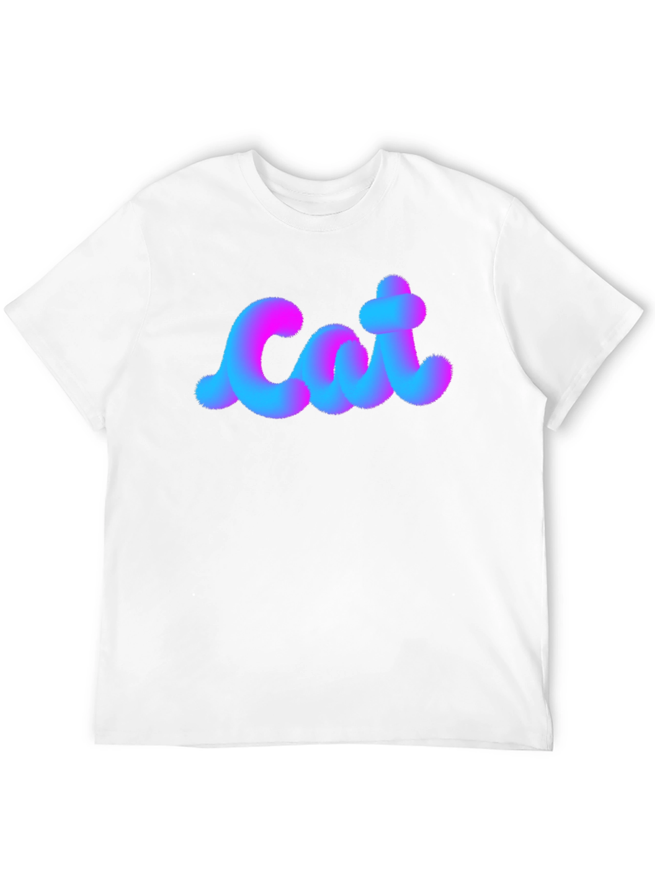 Cat Fuzzy Text Black Cotton T-Shirt