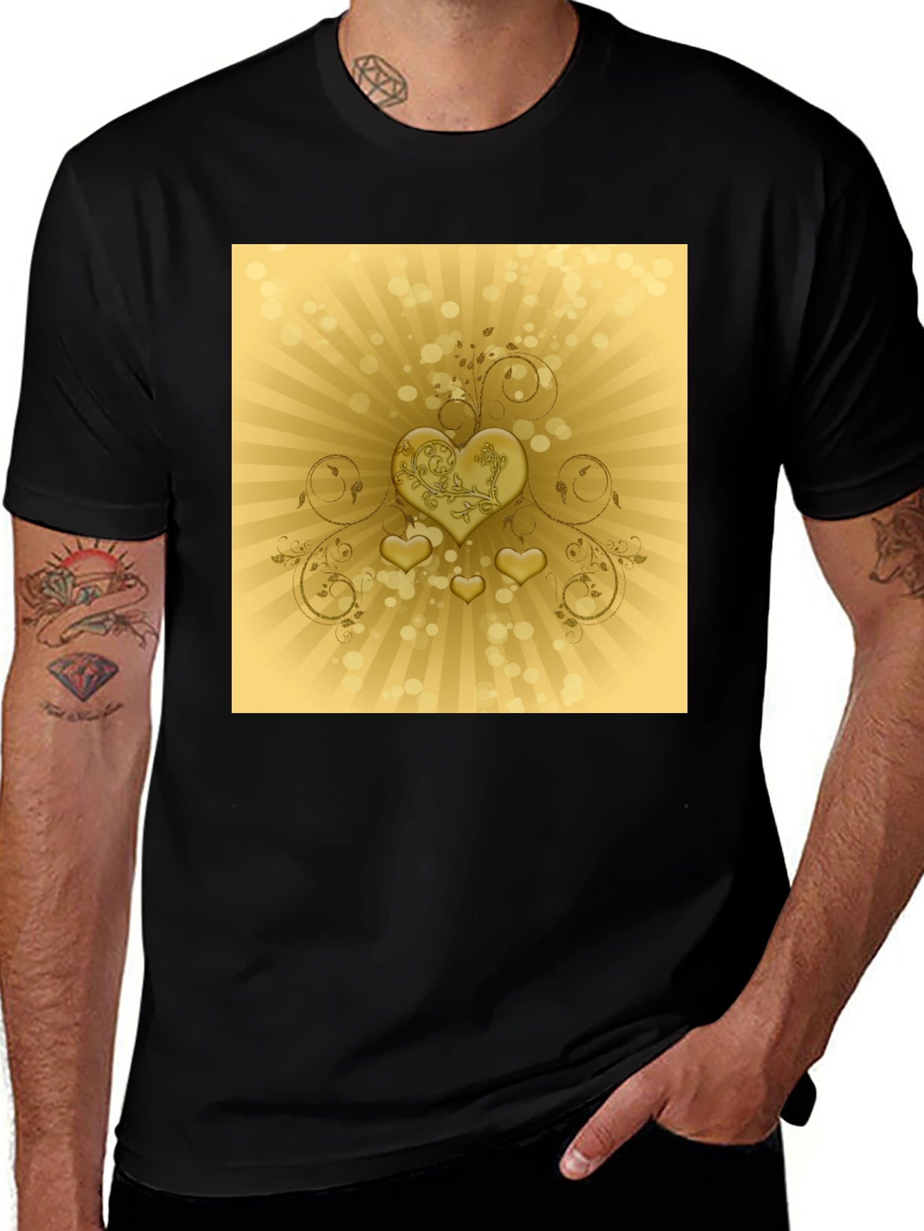Golden Hearts T-Shirt - Stylish Graphic Tee