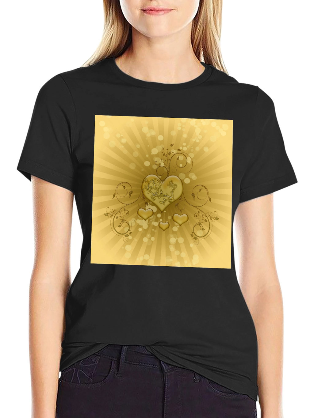 Golden Hearts T-Shirt - Stylish Graphic Tee